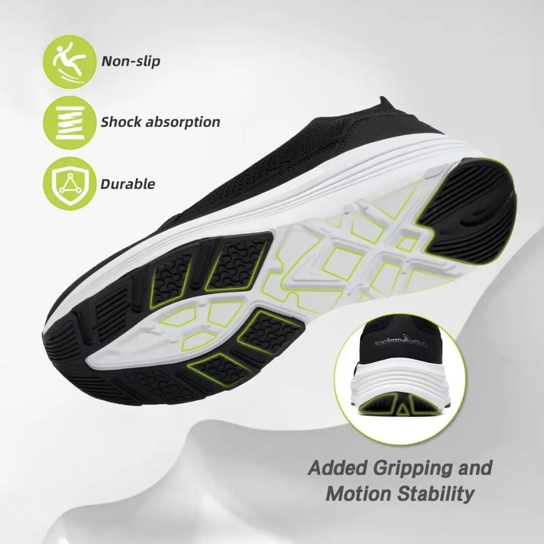 OrthoComfoot Men's Orthopedic Slip-On Loafers Walking Shoes: Comfortable Casual Arch Support Plantar Fasciitis Thick Sneakers, Breathable Work Tennis Orthotic Flat Feet Shoes for Foot Pain Relief