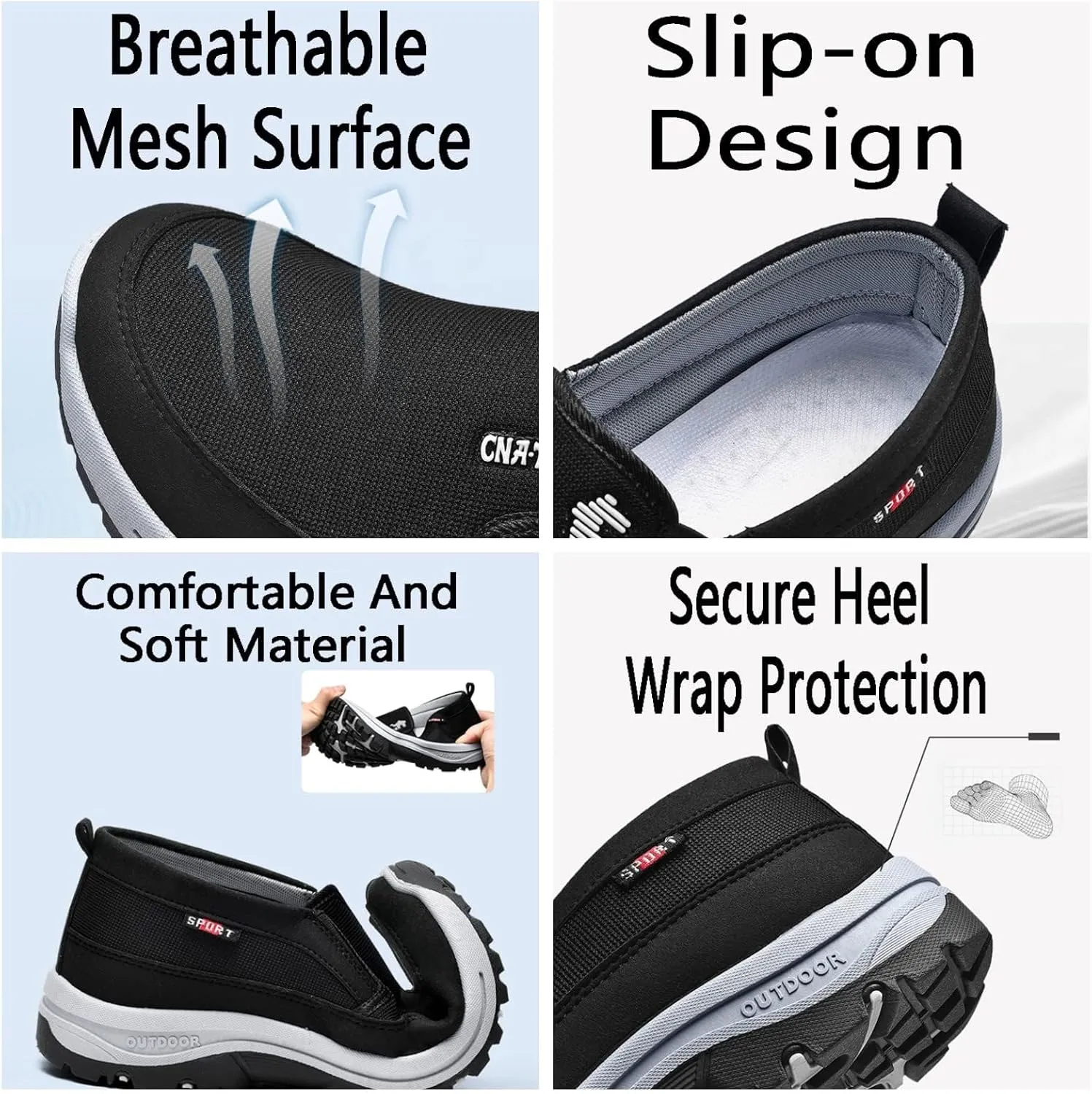 Orthopedic Shoes for Men Hiking Shoes Non-Slip Outdoor Walking Sneakers with Arch Support Walking Loafers