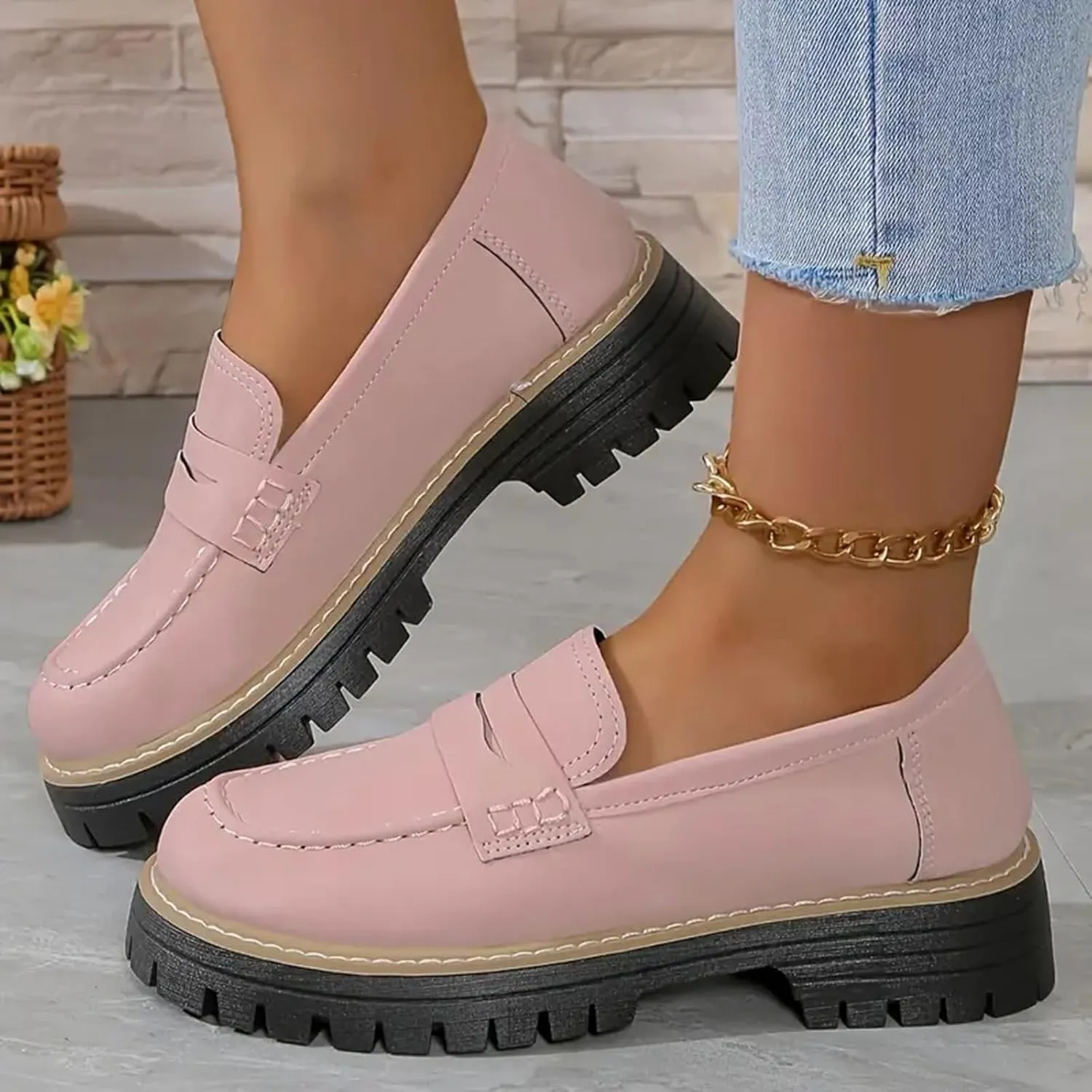 Orthoture-Orthopedic Platform Loafers Wide Toe Lightweight Casual Comfort Shoes Slip-On Chunky Low Heel Fashion Loafers