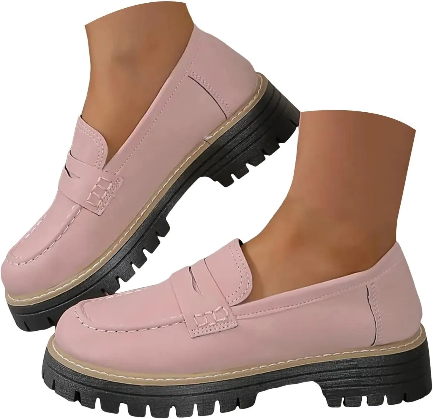 Orthoture-Orthopedic Platform Loafers Wide Toe Lightweight Casual Comfort Shoes Slip-On Chunky Low Heel Fashion Loafers