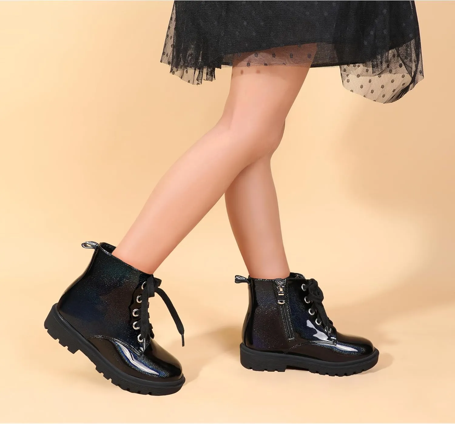 PANDANINJIA Christina Boys Girls Short Ankle Boots Fashion Dress Booties Waterproof Combat Shoes with Zipper for Toddler Little Kid