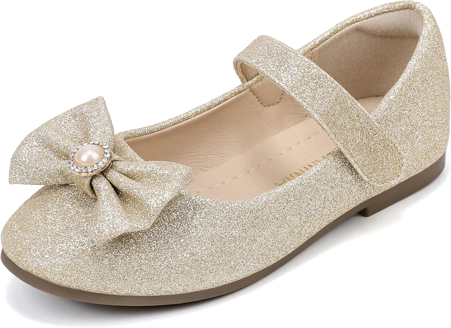 PANDANINJIA Rika Girls Dress Shoes Flower Girl Mary Jane Flats Wedding Party School Shoes for Toddler Little Kid Big Kid
