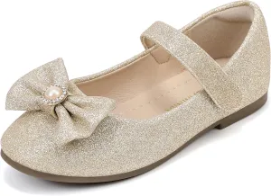 PANDANINJIA Rika Girls Dress Shoes Flower Girl Mary Jane Flats Wedding Party School Shoes for Toddler Little Kid Big Kid