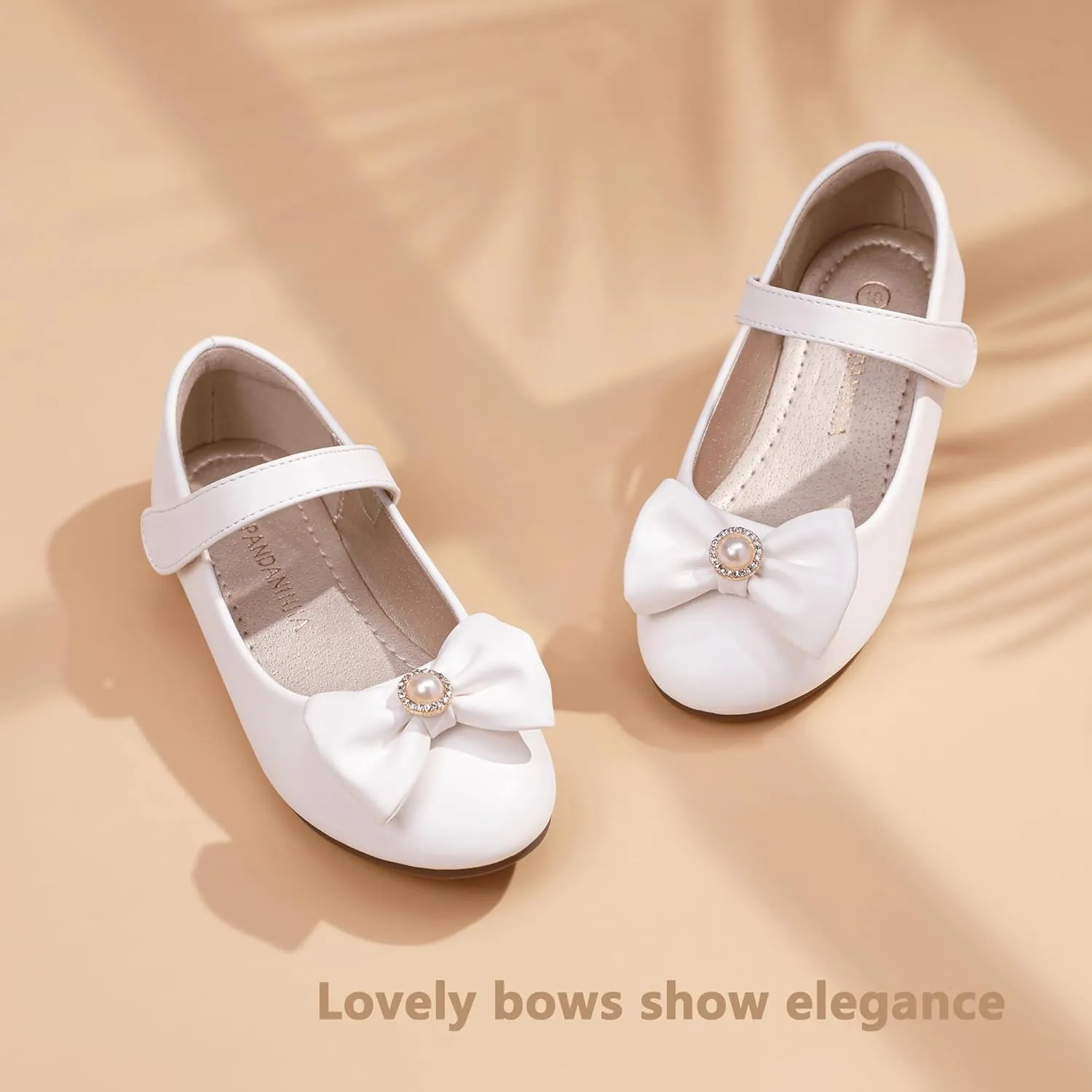 PANDANINJIA Rika Girls Dress Shoes Flower Girl Mary Jane Flats Wedding Party School Shoes for Toddler Little Kid Big Kid