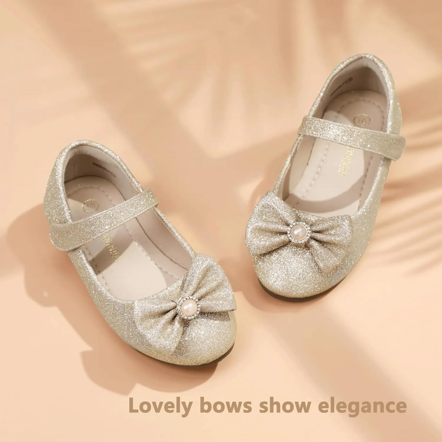 PANDANINJIA Rika Girls Dress Shoes Flower Girl Mary Jane Flats Wedding Party School Shoes for Toddler Little Kid Big Kid