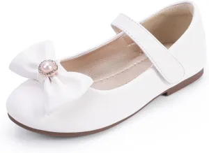 PANDANINJIA Rika Girls Dress Shoes Flower Girl Mary Jane Flats Wedding Party School Shoes for Toddler Little Kid Big Kid
