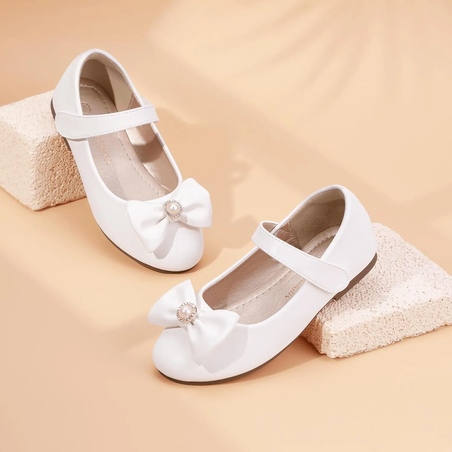 PANDANINJIA Rika Girls Dress Shoes Flower Girl Mary Jane Flats Wedding Party School Shoes for Toddler Little Kid Big Kid