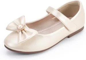 PANDANINJIA Rika Girls Dress Shoes Flower Girl Mary Jane Flats Wedding Party School Shoes for Toddler Little Kid Big Kid