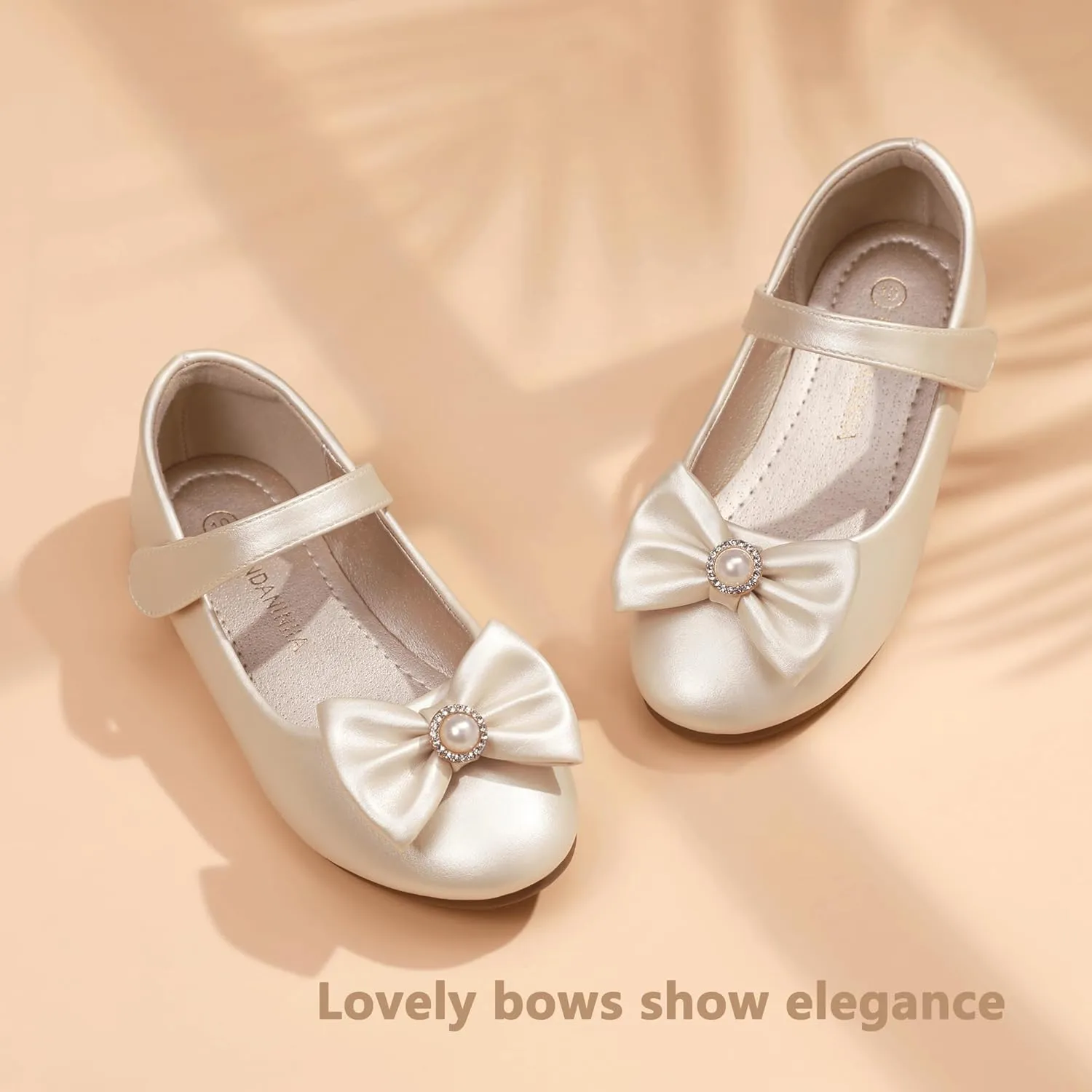 PANDANINJIA Rika Girls Dress Shoes Flower Girl Mary Jane Flats Wedding Party School Shoes for Toddler Little Kid Big Kid