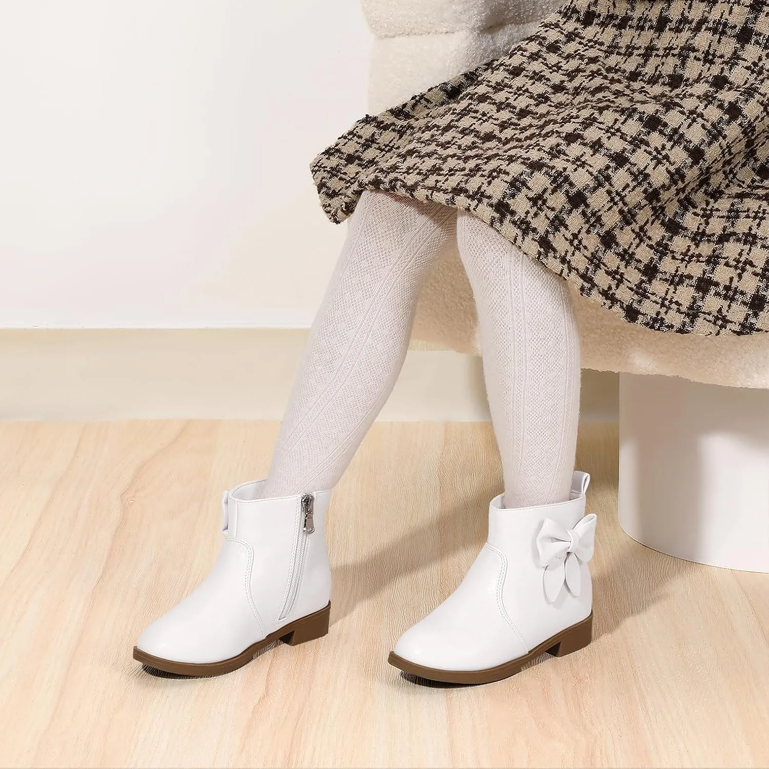 PANDANINJIA Toddler/Little Kid Girl's Sofia Sweet Short Ankle Boots Bowknot Side Zipper Dress Booties