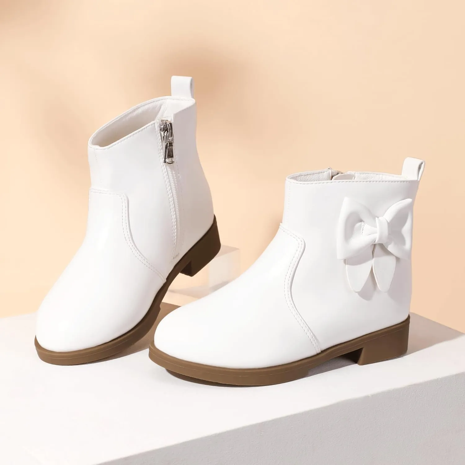 PANDANINJIA Toddler/Little Kid Girl's Sofia Sweet Short Ankle Boots Bowknot Side Zipper Dress Booties