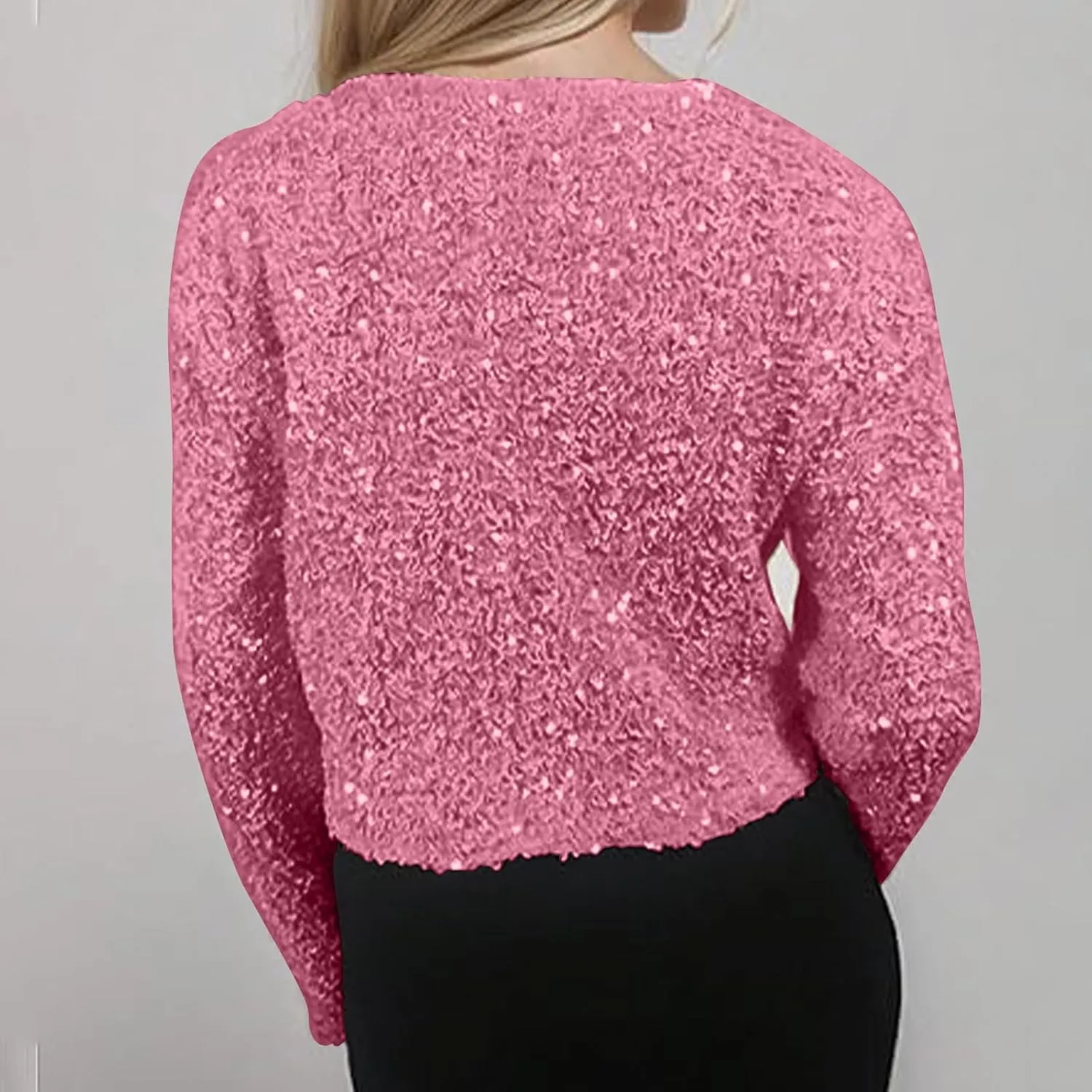 Party Velvet Tops for Women Elegant Sexy Front Bowknot Long Sleeve Shirts Sequin Velour Blouses Solid Cardigan