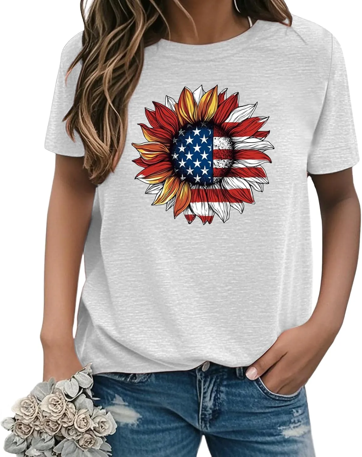 Patriotic Shirts for Women,Women Patriotic Shirt 4th of July Tee | Graphic Tee Short Sleeve Crew Neck Top Independence Day