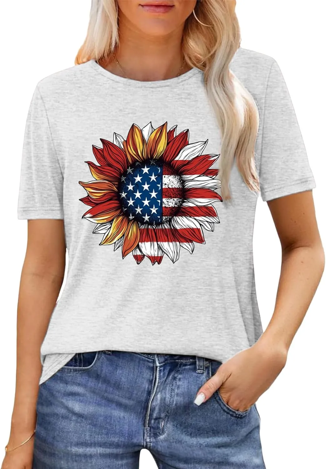 Patriotic Shirts for Women,Women Patriotic Shirt 4th of July Tee | Graphic Tee Short Sleeve Crew Neck Top Independence Day