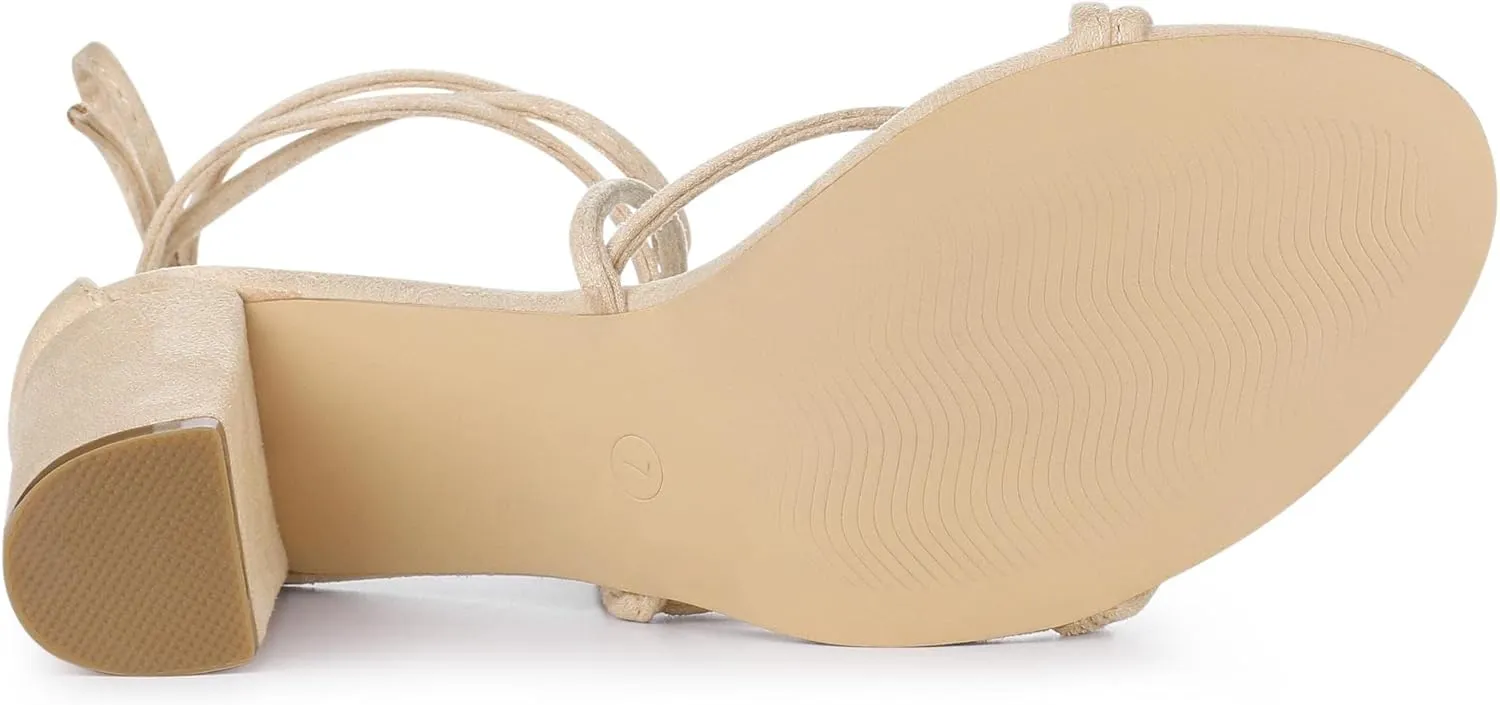 Perphy Lace Up Heels Strappy Chunky Heel Sandals for Women