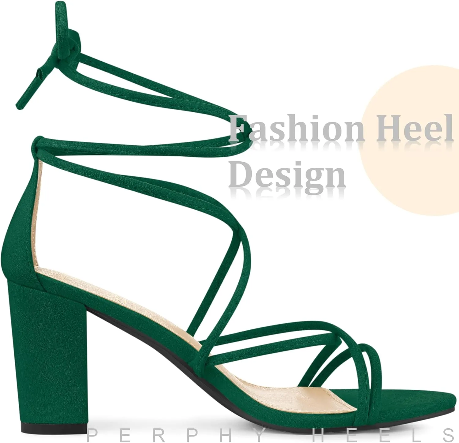 Perphy Lace Up Heels Strappy Chunky Heel Sandals for Women