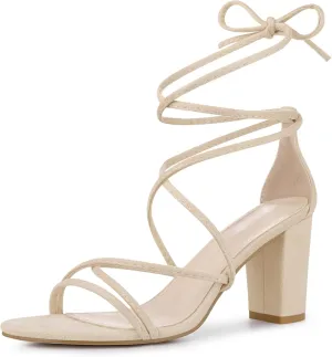 Perphy Lace Up Heels Strappy Chunky Heel Sandals for Women