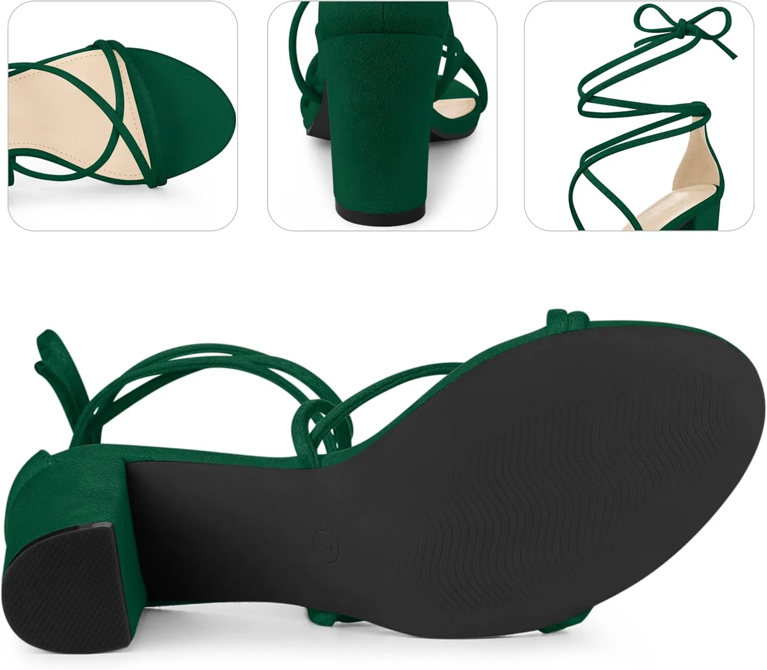 Perphy Lace Up Heels Strappy Chunky Heel Sandals for Women