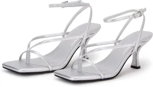 PiePieBuy Women's Lace Up Heeled Sandals Square Flip Flop High Heels Strappy Party Shoes