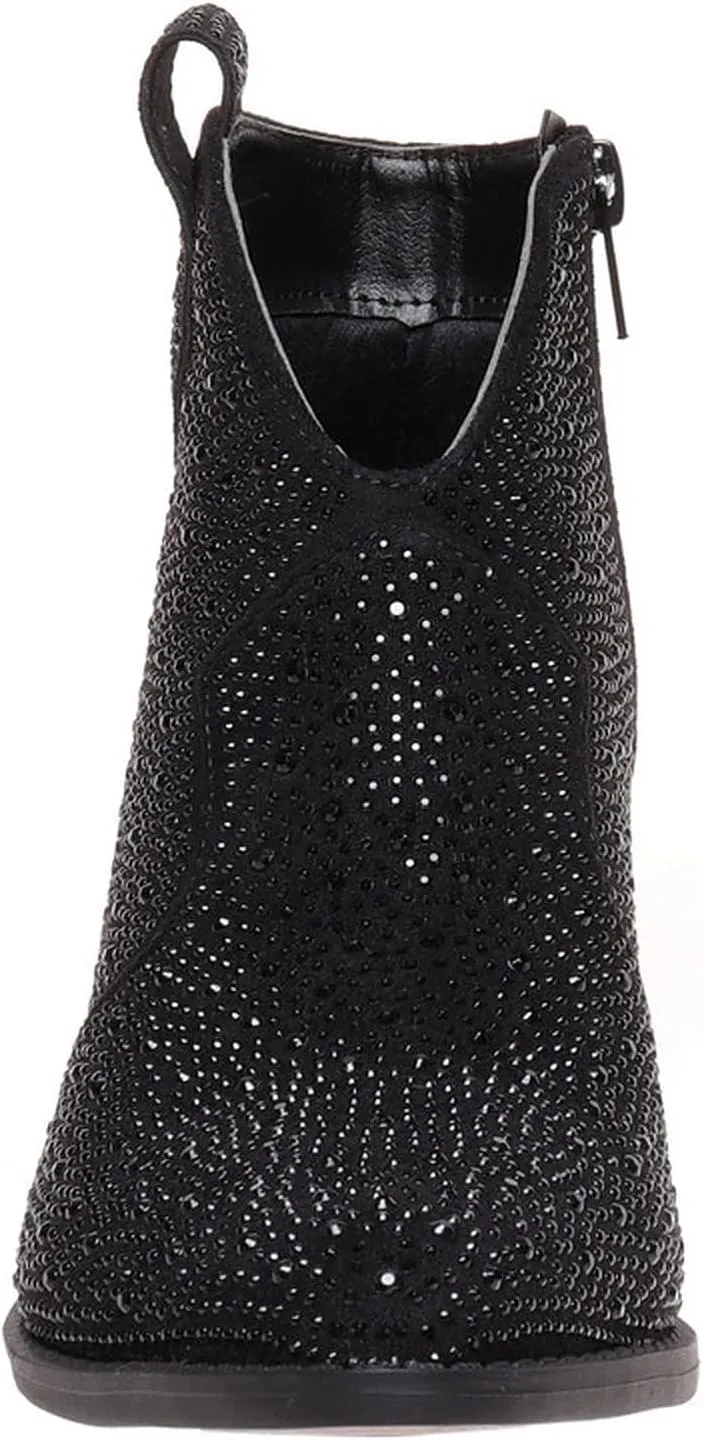 Pierre Dumas Women's Wilder-9 Rhinestone Chunky Heel Ankle Bootie