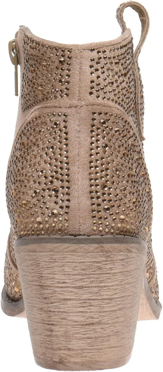 Pierre Dumas Women's Wilder-9 Rhinestone Chunky Heel Ankle Bootie