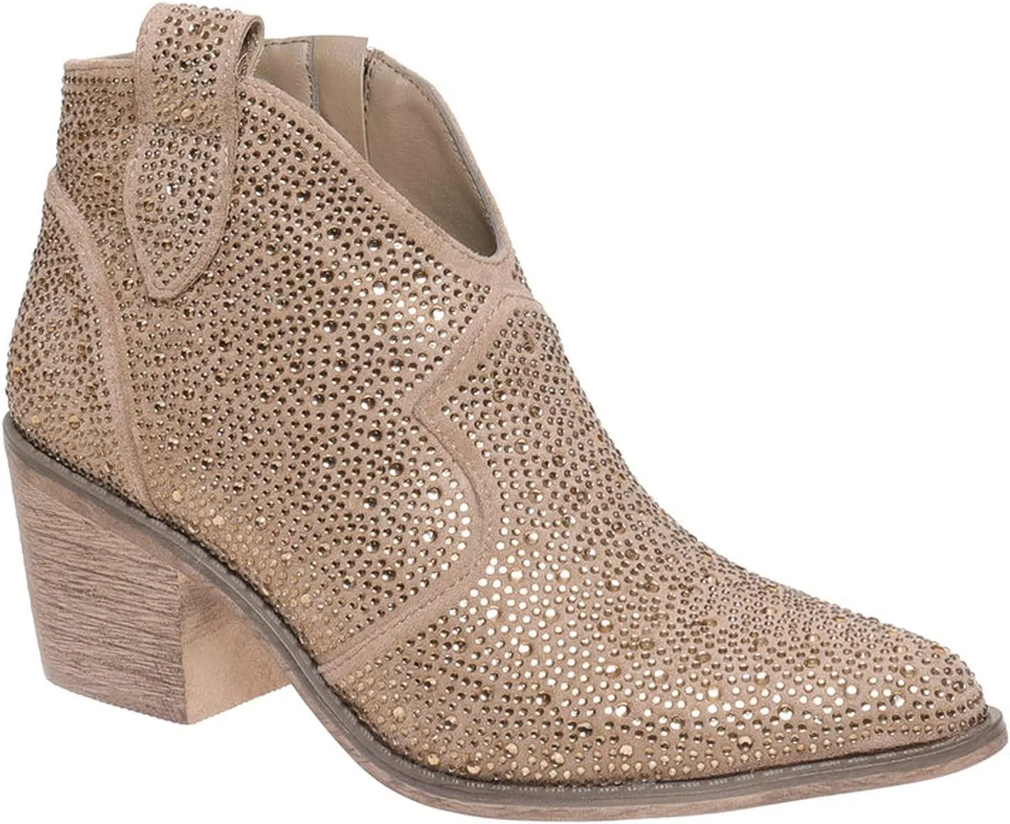 Pierre Dumas Women's Wilder-9 Rhinestone Chunky Heel Ankle Bootie