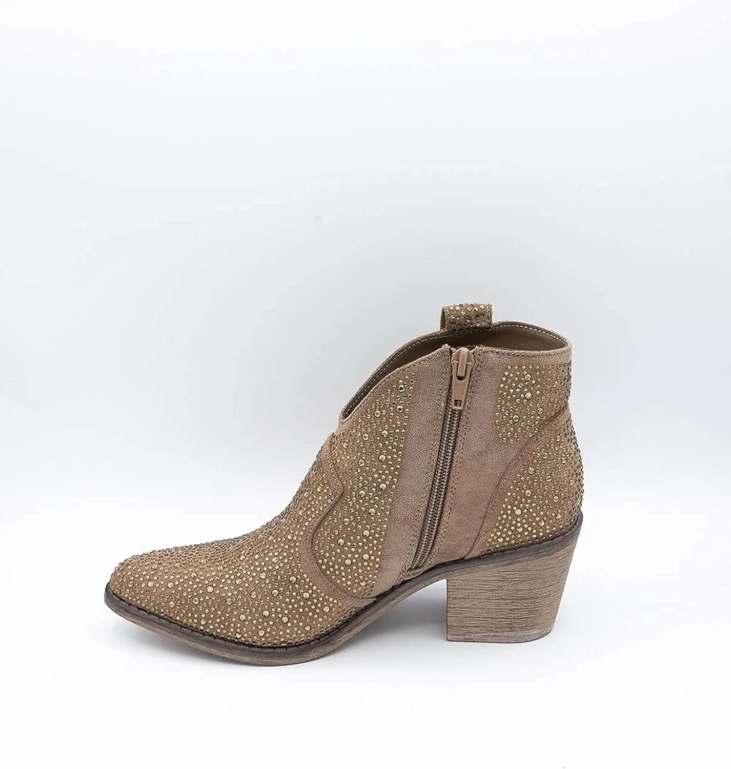 Pierre Dumas Women's Wilder-9 Rhinestone Chunky Heel Ankle Bootie