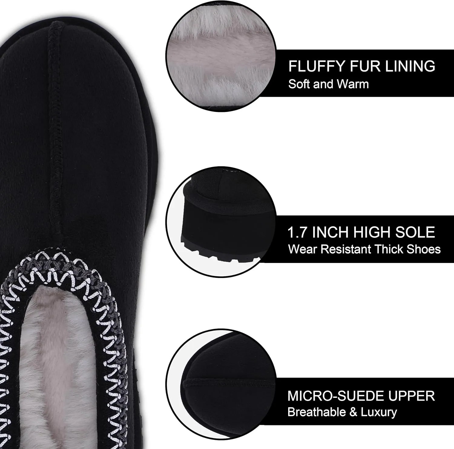 Platform Slippers Mini Boots for Women Fleece Lined Booties Anti-Slip Snow Slippers for Women Outdoor