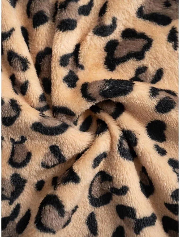 Plush Casual Pants in Spring and Summer, Leopard-Print Pants and Wide-Leg Pants