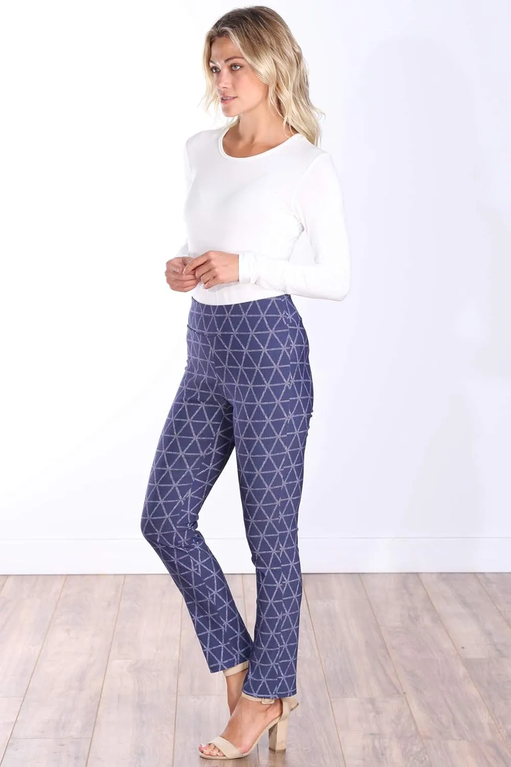 Popana Womens Stretch Pull On Dress Pants Ankle Length Work Casual - Made in USA