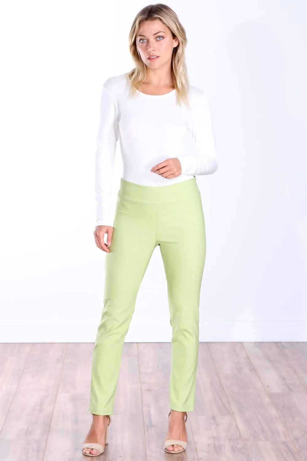Popana Womens Stretch Pull On Dress Pants Ankle Length Work Casual - Made in USA