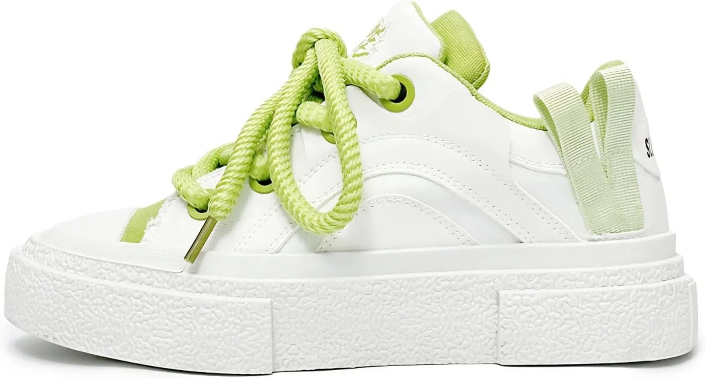 Preppy Chunky Sneakers Men Women, Platform Couple Shoes, Oversized Laces, Height Boost, Y2K Hip Hop JK Streetwear Skate