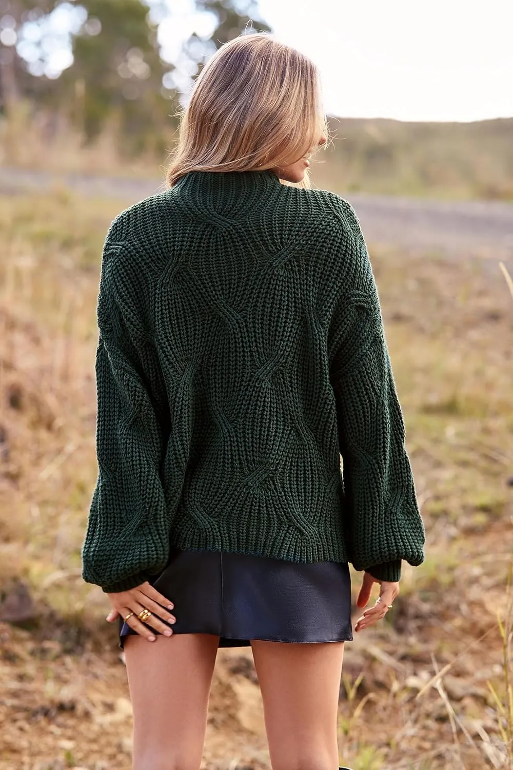 PRETTYGARDEN Women's Fall Oversized Pullover Sweaters Casual Crewneck Long Sleeve Chunky Cable Knit Blouse Top