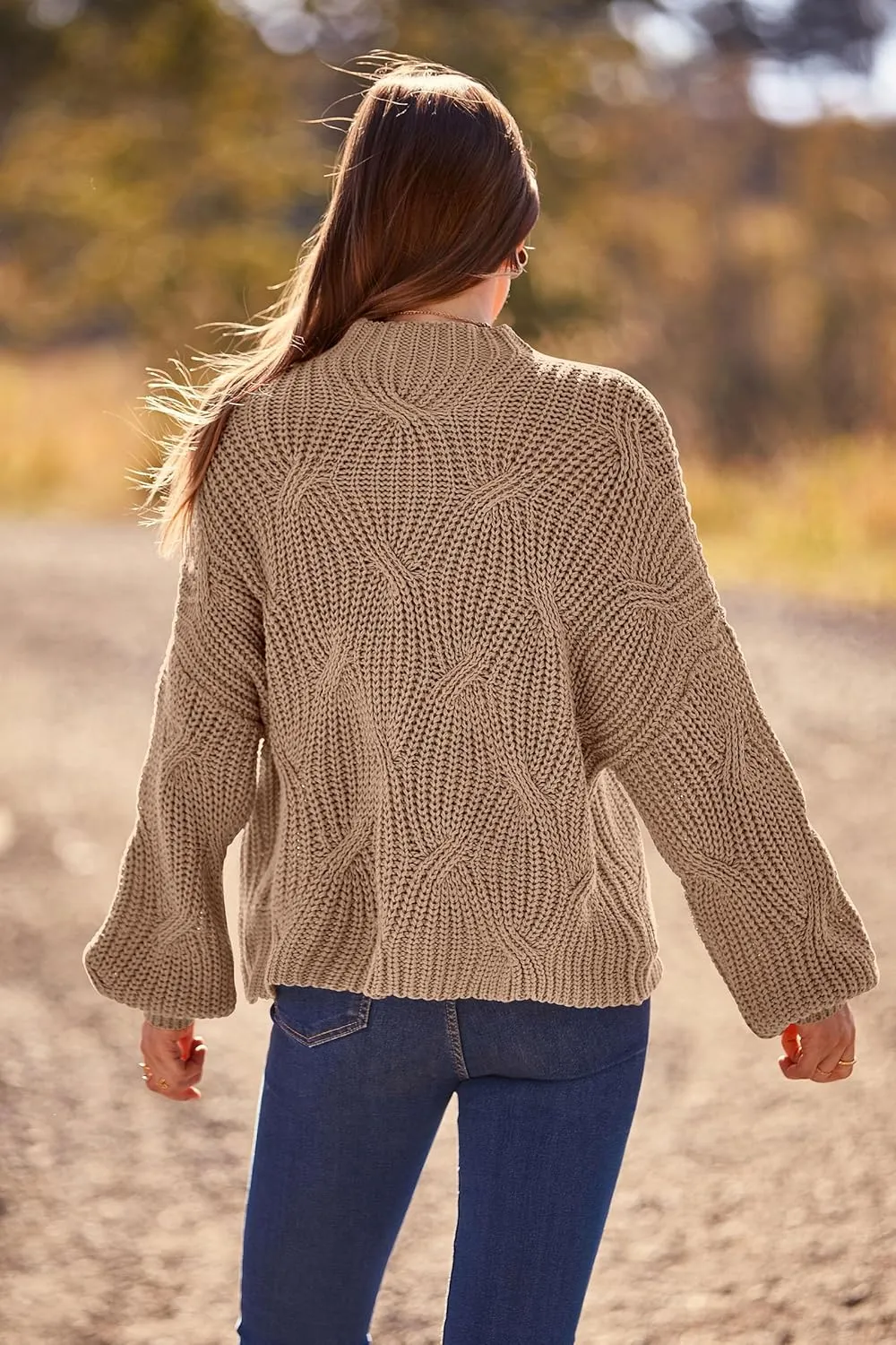 PRETTYGARDEN Women's Fall Oversized Pullover Sweaters Casual Crewneck Long Sleeve Chunky Cable Knit Blouse Top