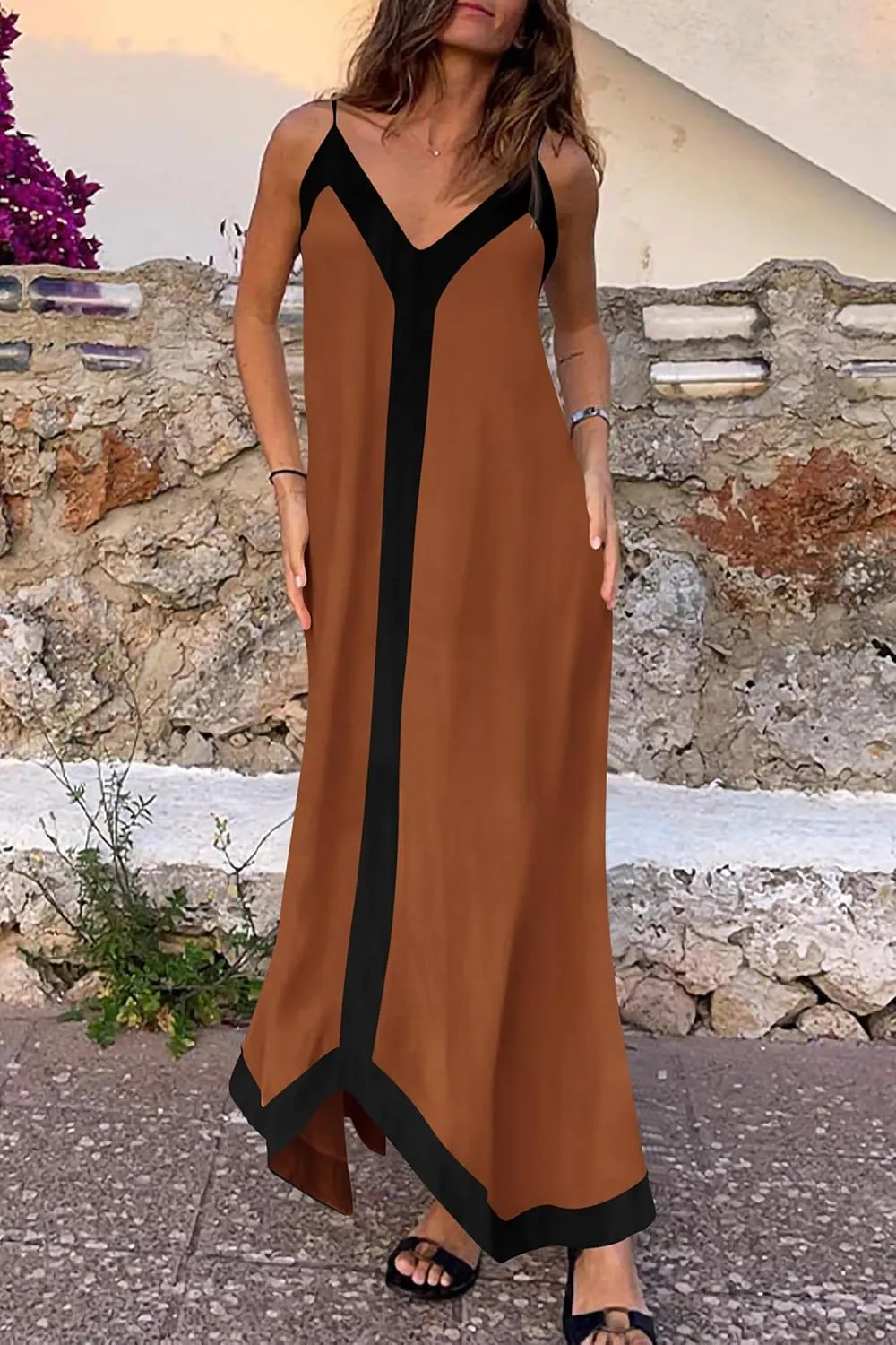 PRETTYGARDEN Women's Flowy Maxi Dress 2025 Summer Sleeveless V Neck Spaghetti Strap Elegant Wedding Party Dresses