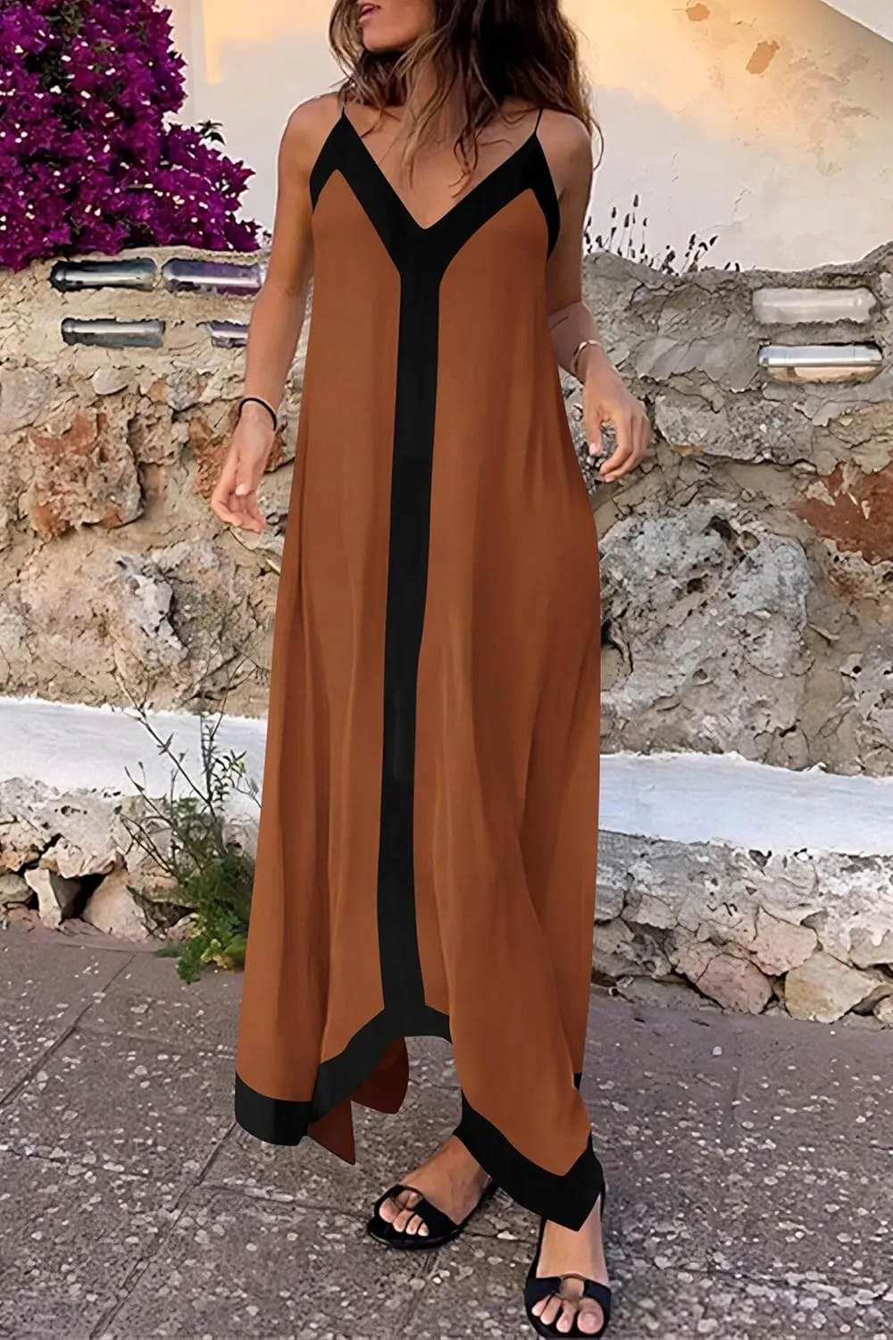 PRETTYGARDEN Women's Flowy Maxi Dress 2025 Summer Sleeveless V Neck Spaghetti Strap Elegant Wedding Party Dresses