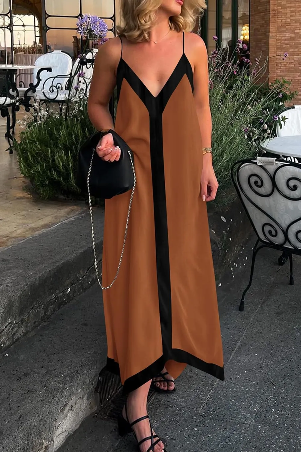 PRETTYGARDEN Women's Flowy Maxi Dress 2025 Summer Sleeveless V Neck Spaghetti Strap Elegant Wedding Party Dresses