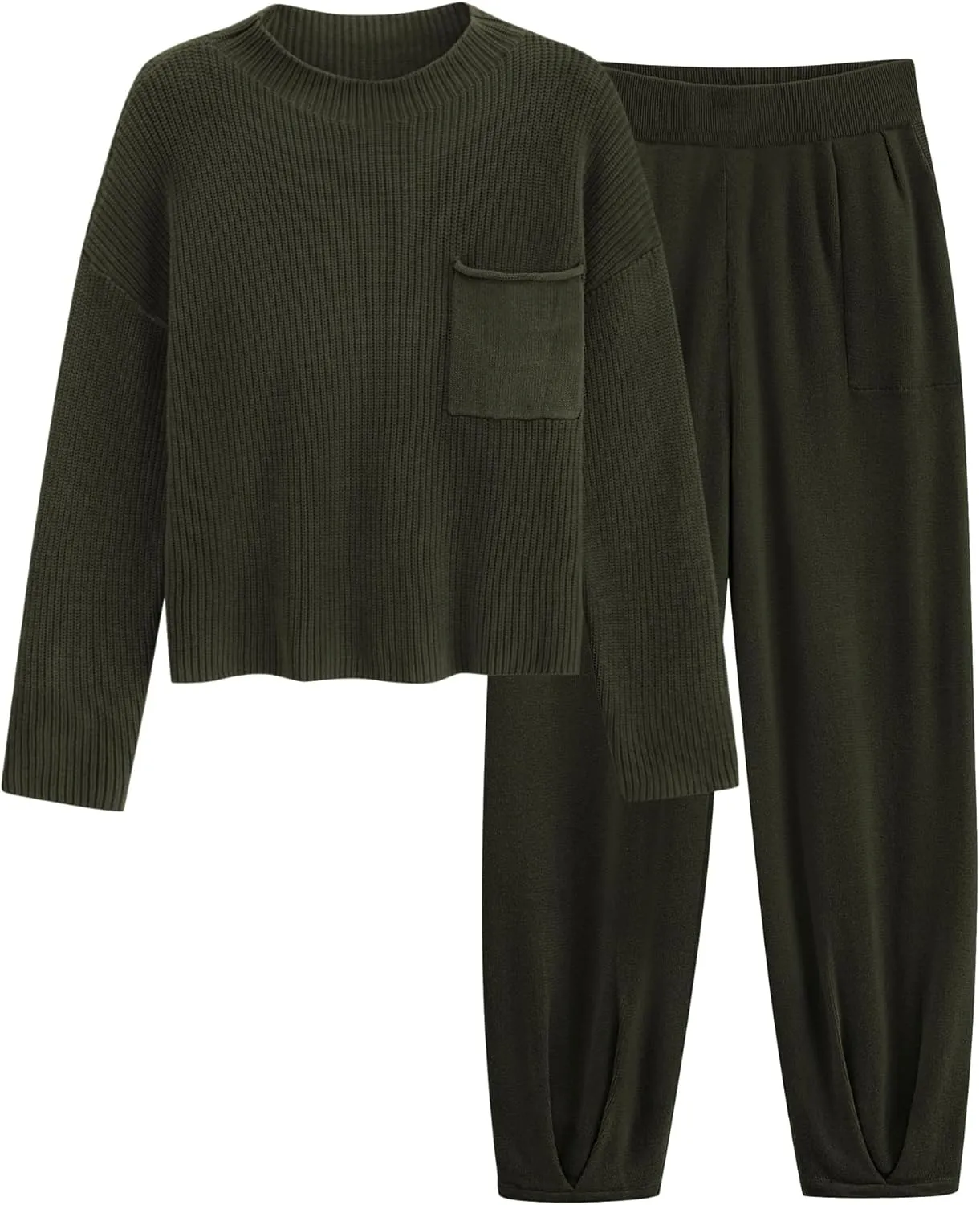PRETTYGARDEN Women's Winter 2 Piece Sweater Set Casual Pullover Top High Waisted Sweatpants Tracksuit Lounge Outfits
