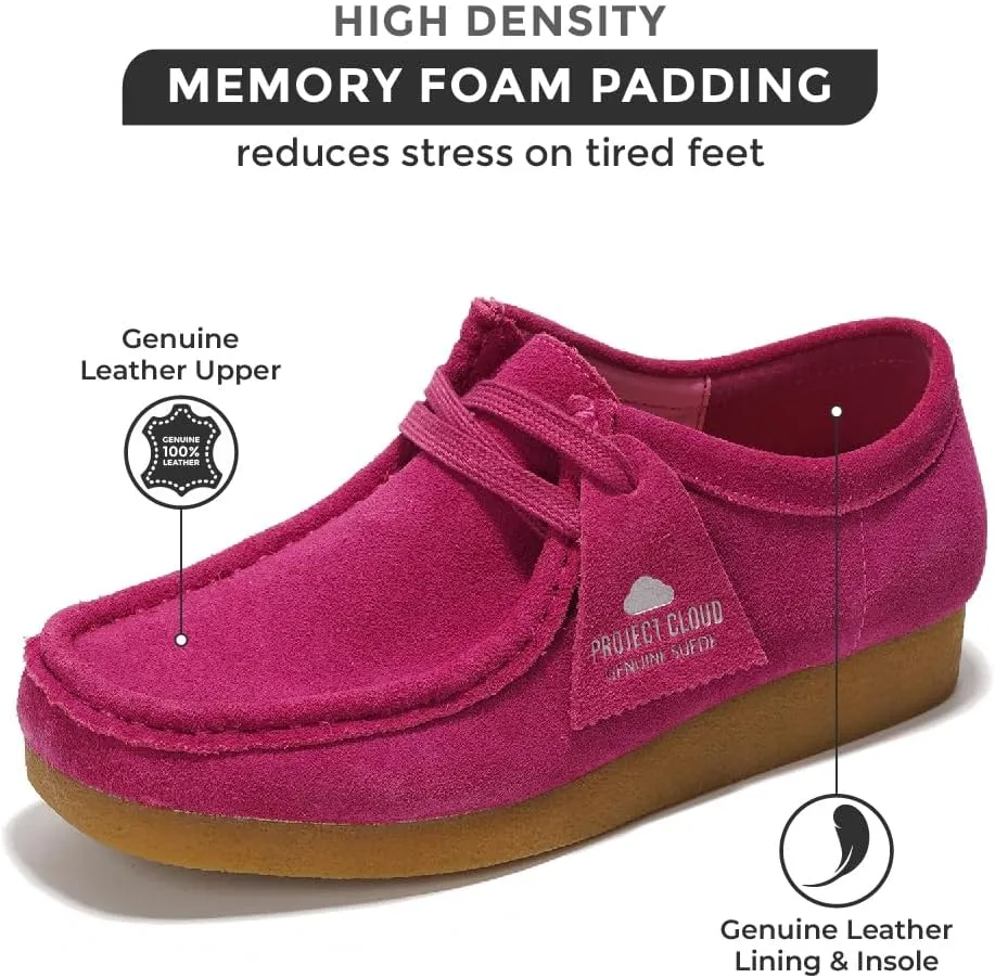 Project Cloud Genuine Leather Womens Shoes - Memory Foam Insole Oxford Shoes for Women Footwear - Lightweight Anti-Slip Sole Casual Work Loafers with Lace (Wally)