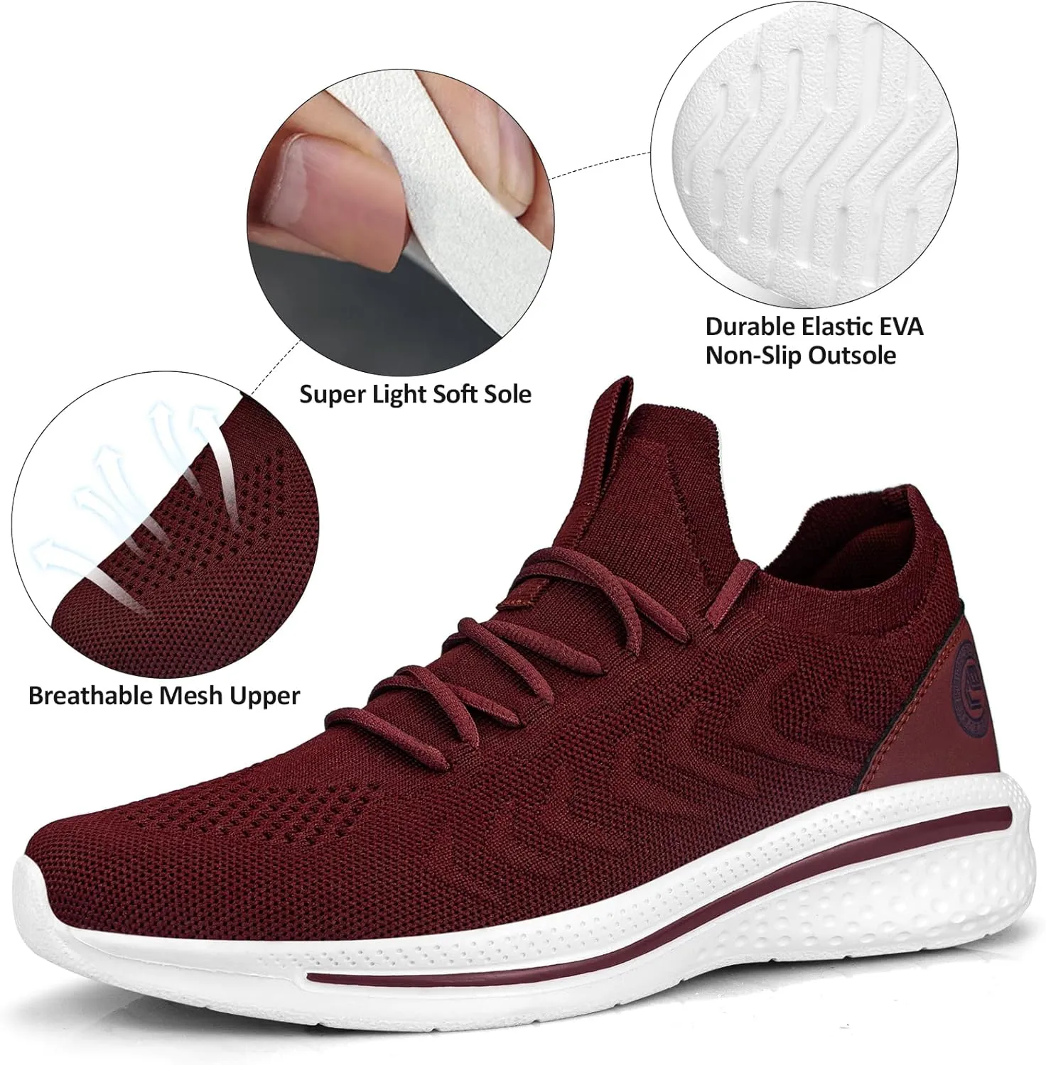 Pujcs Men Sneakers Lightweight Running Shoes for Men Slip on Walking Shoes Mesh Comfortable Atheletic Shoes for Tennis Gym Workout