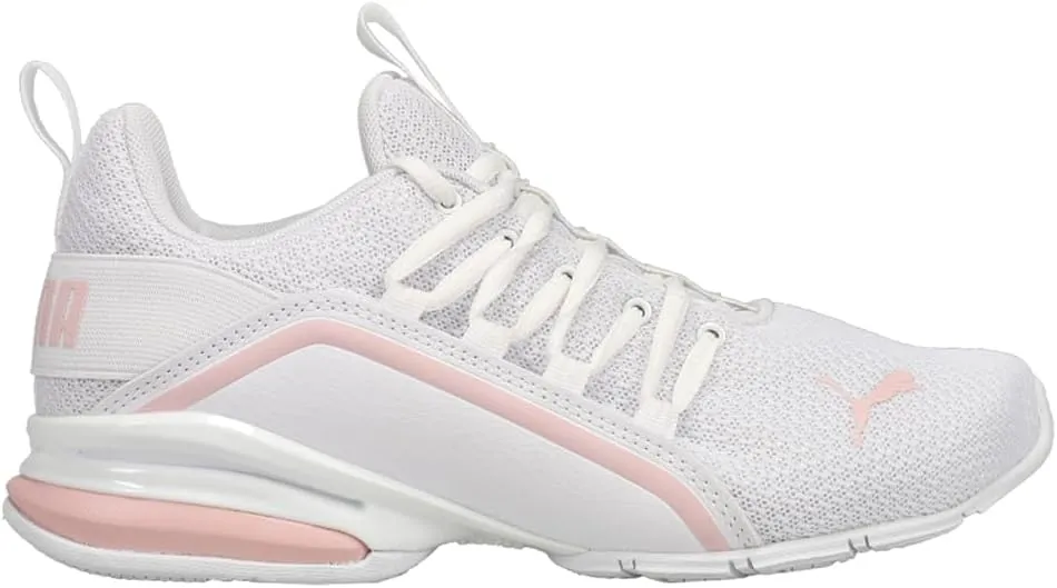 PUMA Womens Axelion Metallic Wide Lace Up Training Sneakers Shoes - White - Size 9.5 W