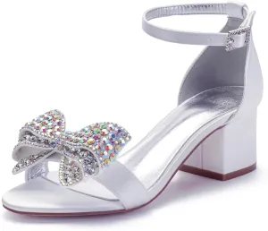 Pumps Open Toe Wedding Shoes Pointed Toe High Heels Ankle Strap Bridal Shoes Sandals Bridesmaids Evening Party Dress Pearl Block Heels