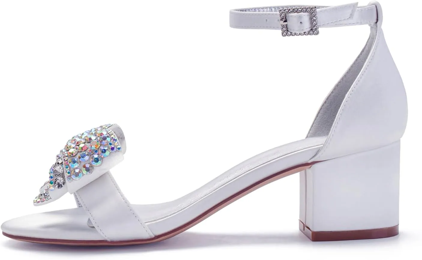 Pumps Open Toe Wedding Shoes Pointed Toe High Heels Ankle Strap Bridal Shoes Sandals Bridesmaids Evening Party Dress Pearl Block Heels