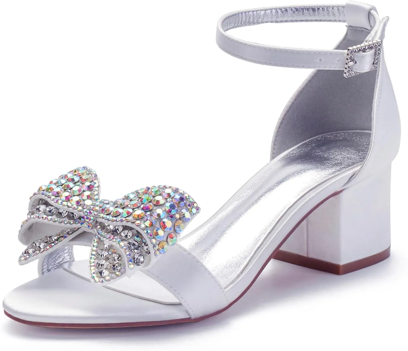 Pumps Open Toe Wedding Shoes Pointed Toe High Heels Ankle Strap Bridal Shoes Sandals Bridesmaids Evening Party Dress Pearl Block Heels