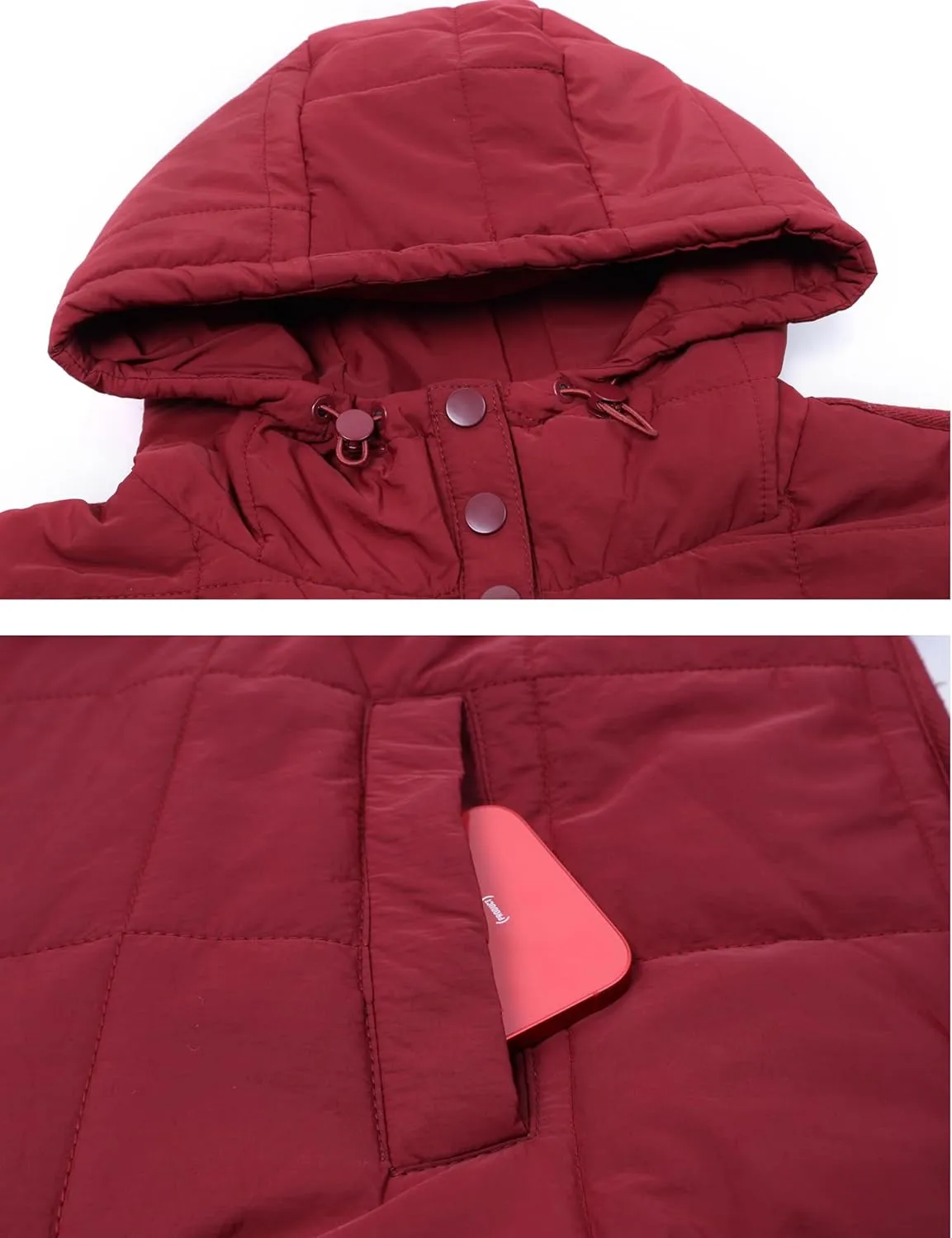 QIBABU Womens Oversized Hooded Puffer Jacket Lightweight Pullover Hoodies Quilted Dolman Long Sleeve Warm Winter Coat