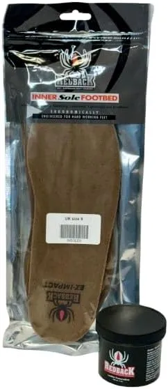Redback Boots Leather Insoles and Preservative, 1 Pair Insoles (UK 9/US 10) and 4 Oz. Jar
