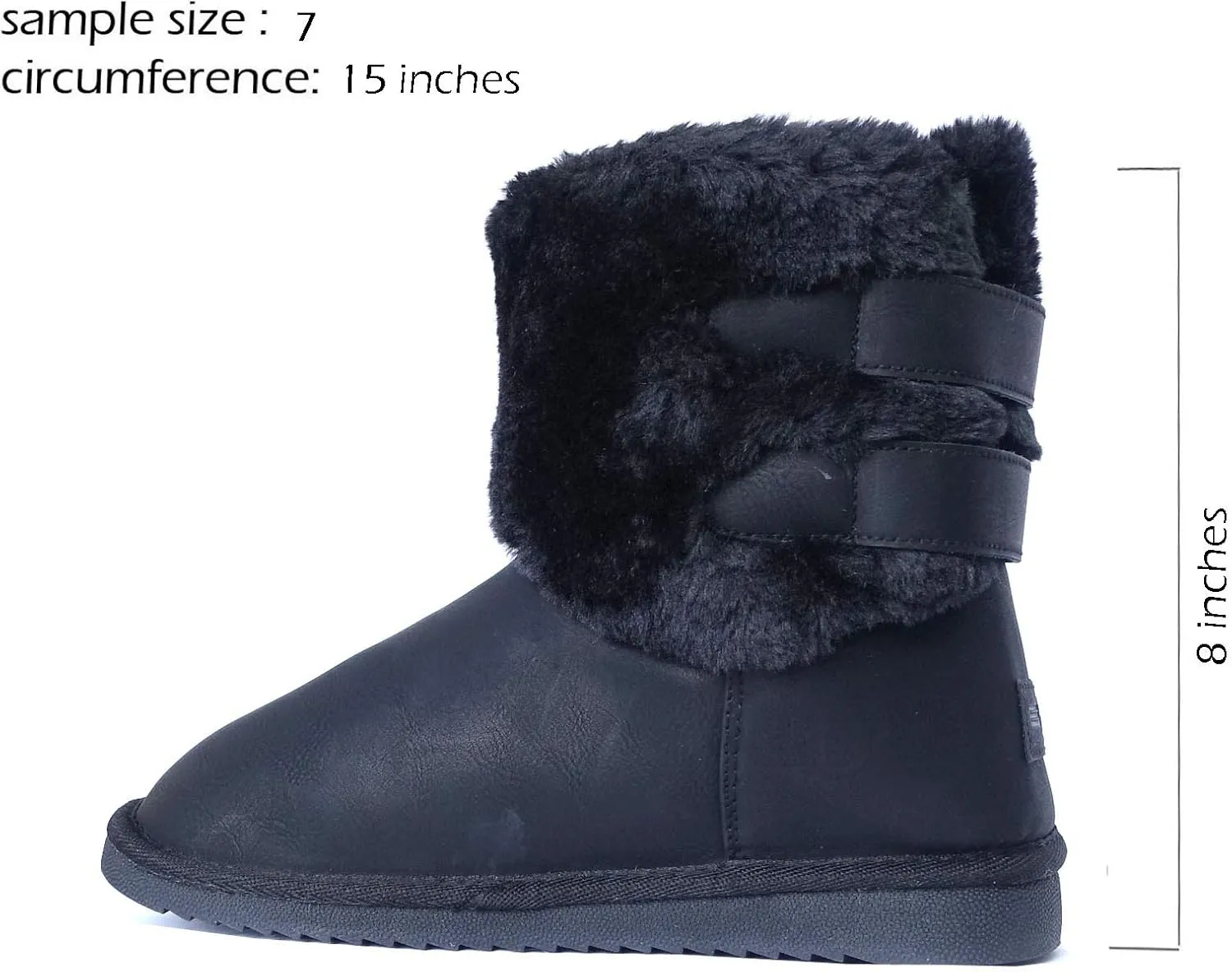REDVOLUTION Women's Suede Faux Fur Mid-Calf Classic Winter Boots Rubber Sole