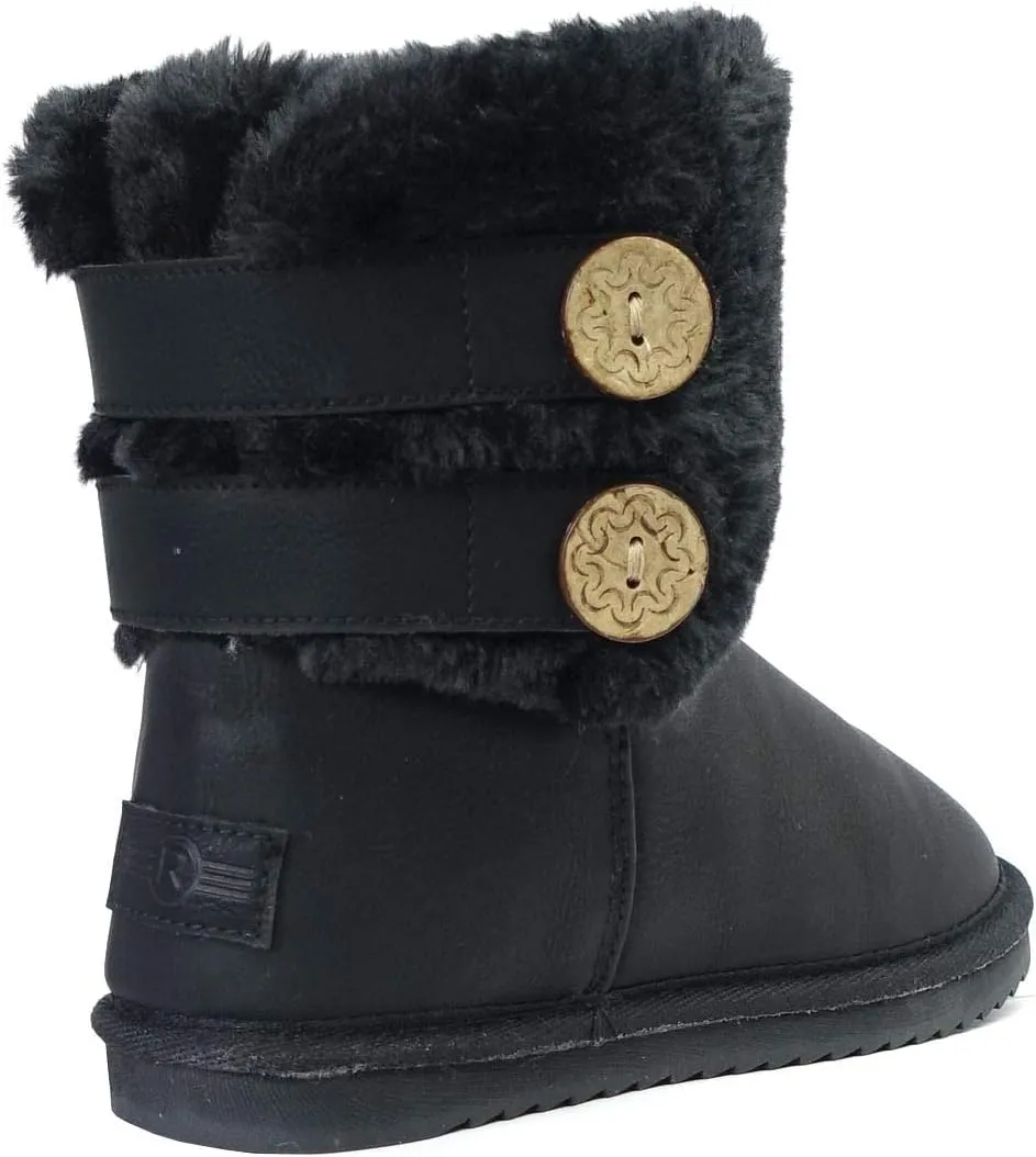 REDVOLUTION Women's Suede Faux Fur Mid-Calf Classic Winter Boots Rubber Sole