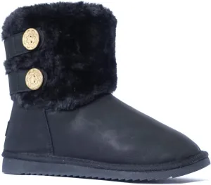 REDVOLUTION Women's Suede Faux Fur Mid-Calf Classic Winter Boots Rubber Sole