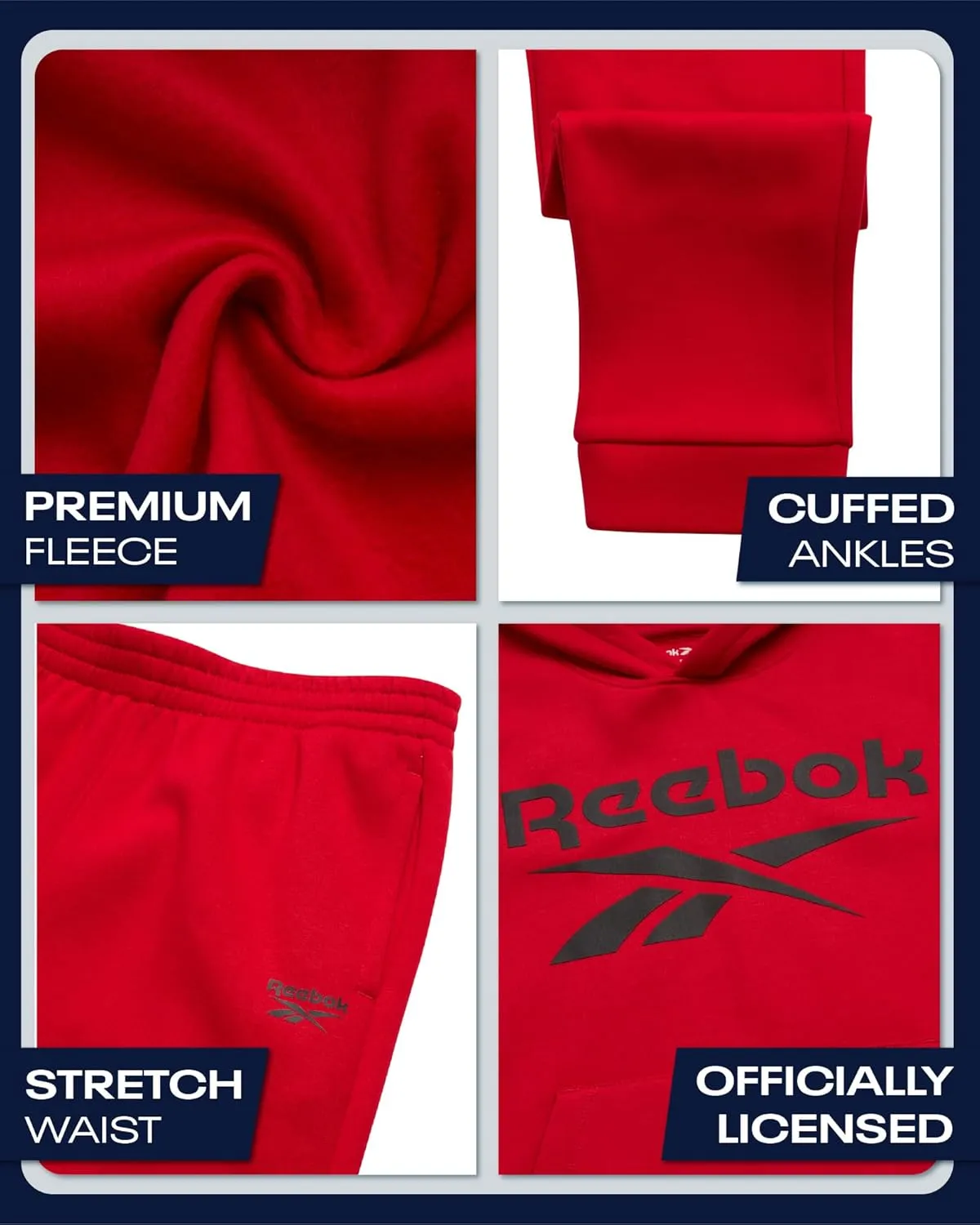 Reebok Boys' Tracksuit - 2 Piece Fleece Pullover Hoodie and Athletic Jogger Sweatpants for Boys (Sizes: 8-14)